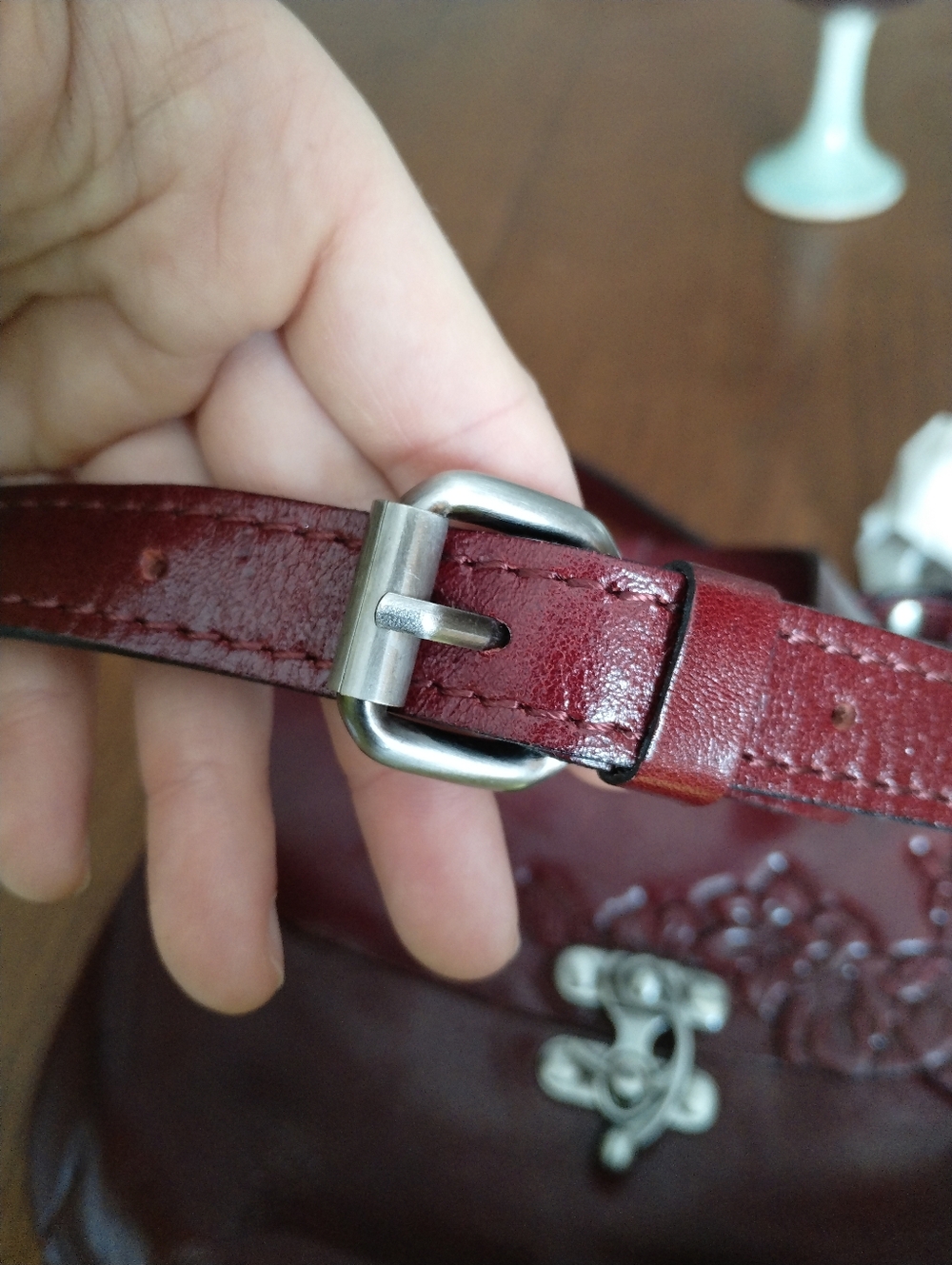 Patricia Nash Floral Embossed Crossbody Bag - Burgundy - Picture 8 of 8